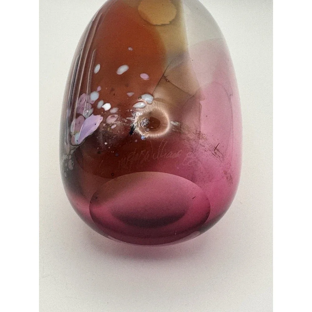 Vintage M. Rhys Williams 1988 Signed Studio Art Glass Bud Vase Hand Blown Glass